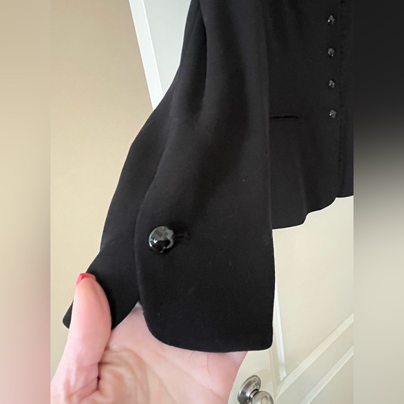Judith Hart Petites Elegant Black Women's Jacket Sparkly Buttons Lace Trim 12P - Picture 5 of 15